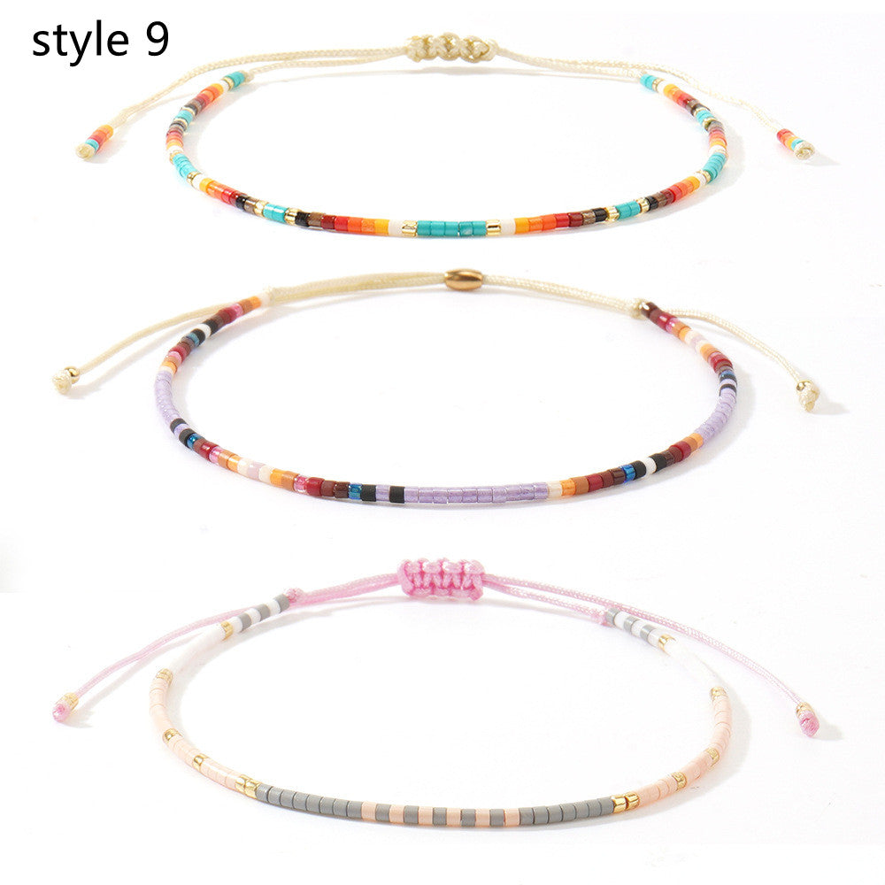 3 Pcs/Set Bohemian Skinny Rainbow Miyuki Beads Bracelet, Friendship Bracelet, Handmade Boho Jewelry AL1127