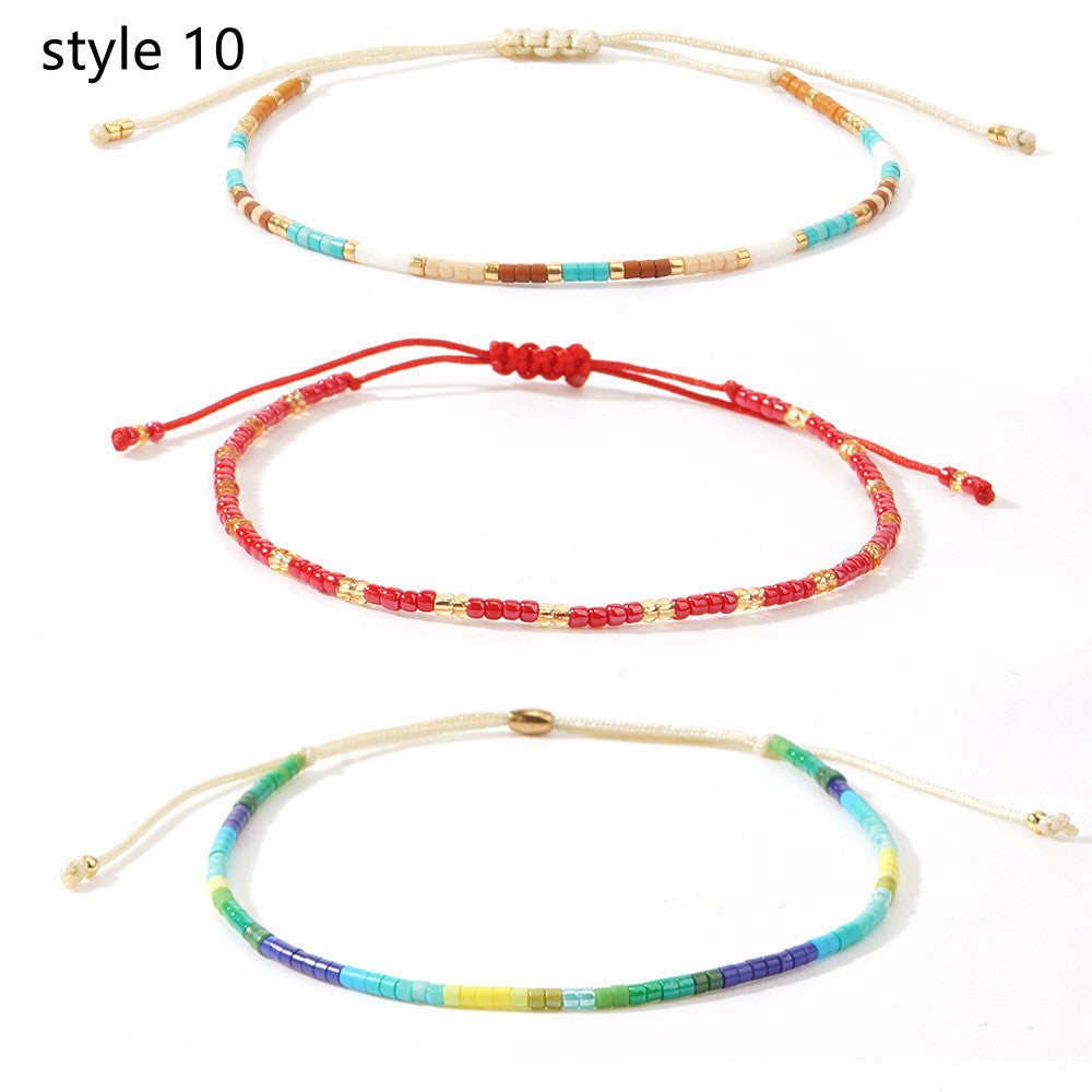 3 Pcs/Set Bohemian Skinny Rainbow Miyuki Beads Bracelet, Friendship Bracelet, Handmade Boho Jewelry AL1127