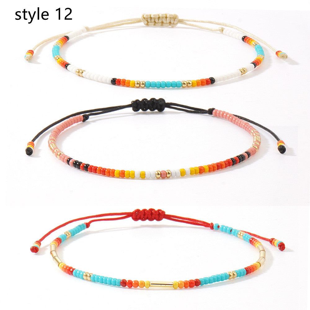 3 Pcs/Set Bohemian Skinny Rainbow Miyuki Beads Bracelet, Friendship Bracelet, Handmade Boho Jewelry AL1127