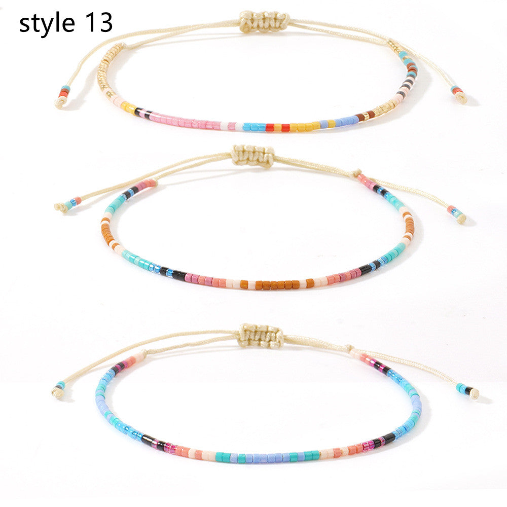 3 Pcs/Set Bohemian Skinny Rainbow Miyuki Beads Bracelet, Friendship Bracelet, Handmade Boho Jewelry AL1127