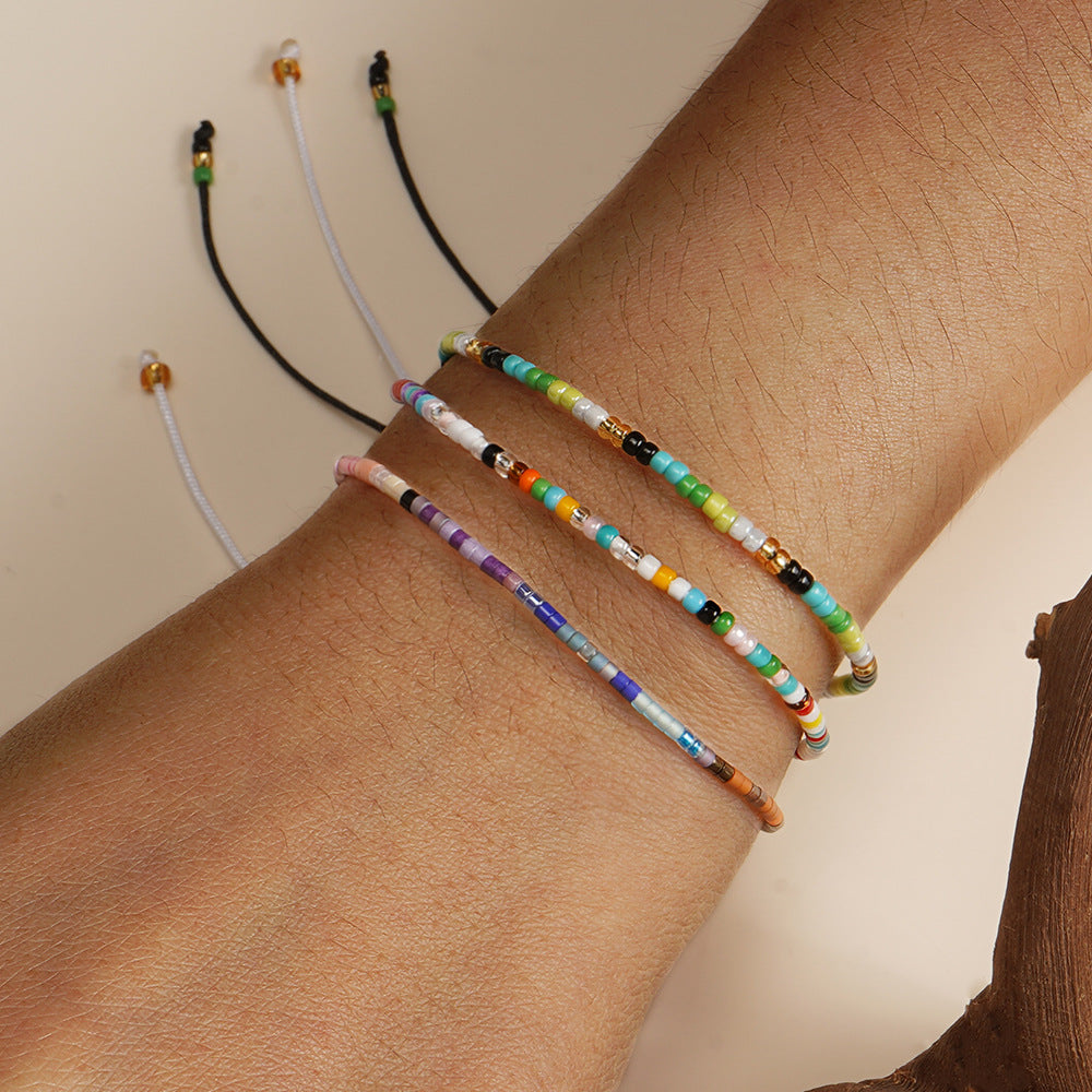 3 Pcs/Set Bohemian Skinny Rainbow Miyuki Beads Bracelet, Friendship Bracelet, Handmade Boho Jewelry AL1127