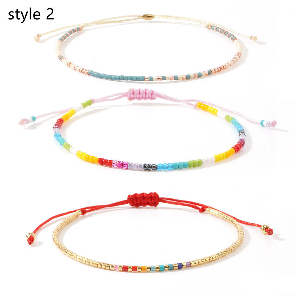 3 Pcs/Set Bohemian Skinny Rainbow Miyuki Beads Bracelet, Friendship Bracelet, Handmade Boho Jewelry AL1127