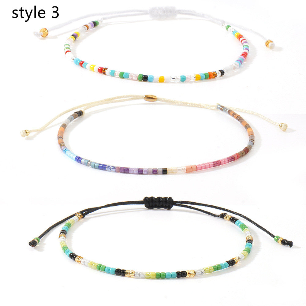 3 Pcs/Set Bohemian Skinny Rainbow Miyuki Beads Bracelet, Friendship Bracelet, Handmade Boho Jewelry AL1127