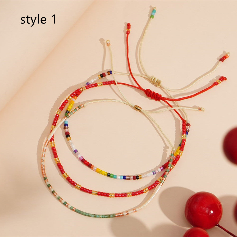 3 Pcs/Set Bohemian Skinny Rainbow Miyuki Beads Bracelet, Friendship Bracelet, Handmade Boho Jewelry AL1127