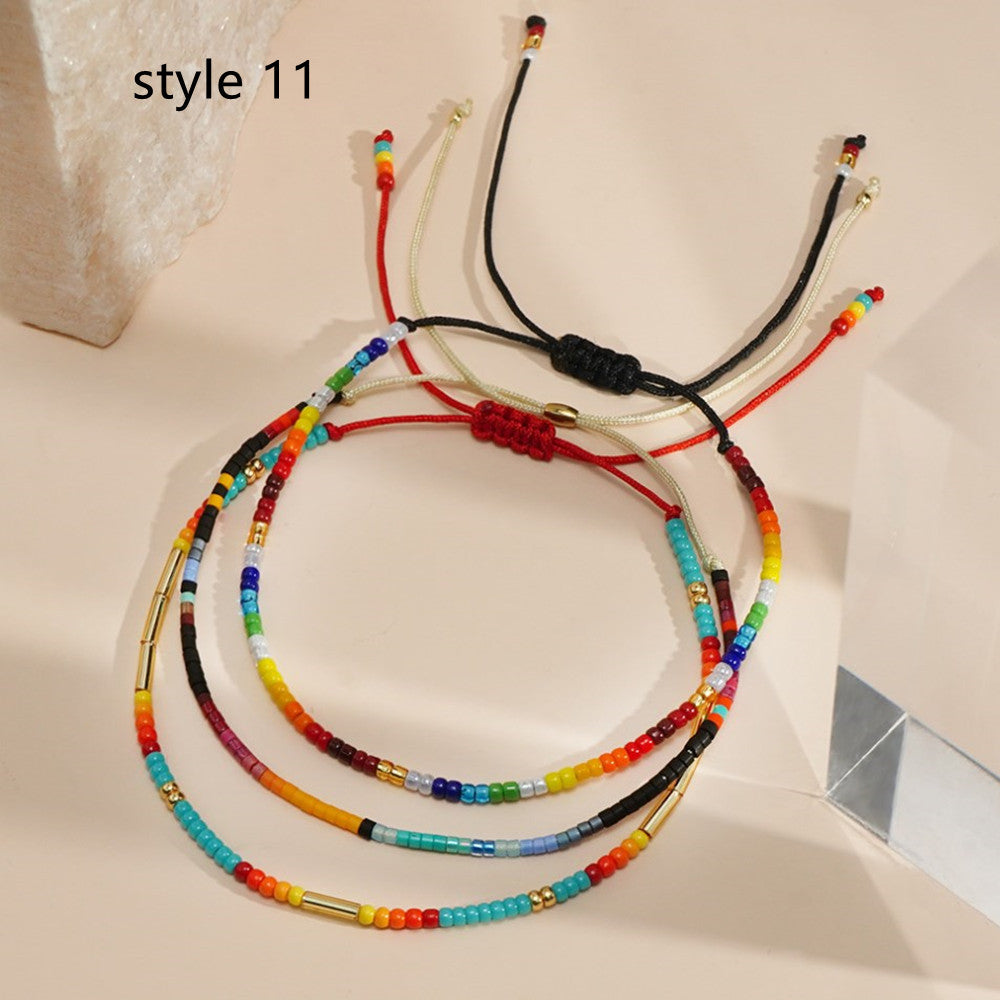 3 Pcs/Set Bohemian Skinny Rainbow Miyuki Beads Bracelet, Friendship Bracelet, Handmade Boho Jewelry AL1127