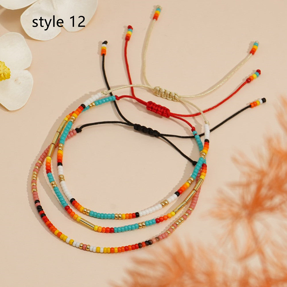 3 Pcs/Set Bohemian Skinny Rainbow Miyuki Beads Bracelet, Friendship Bracelet, Handmade Boho Jewelry AL1127