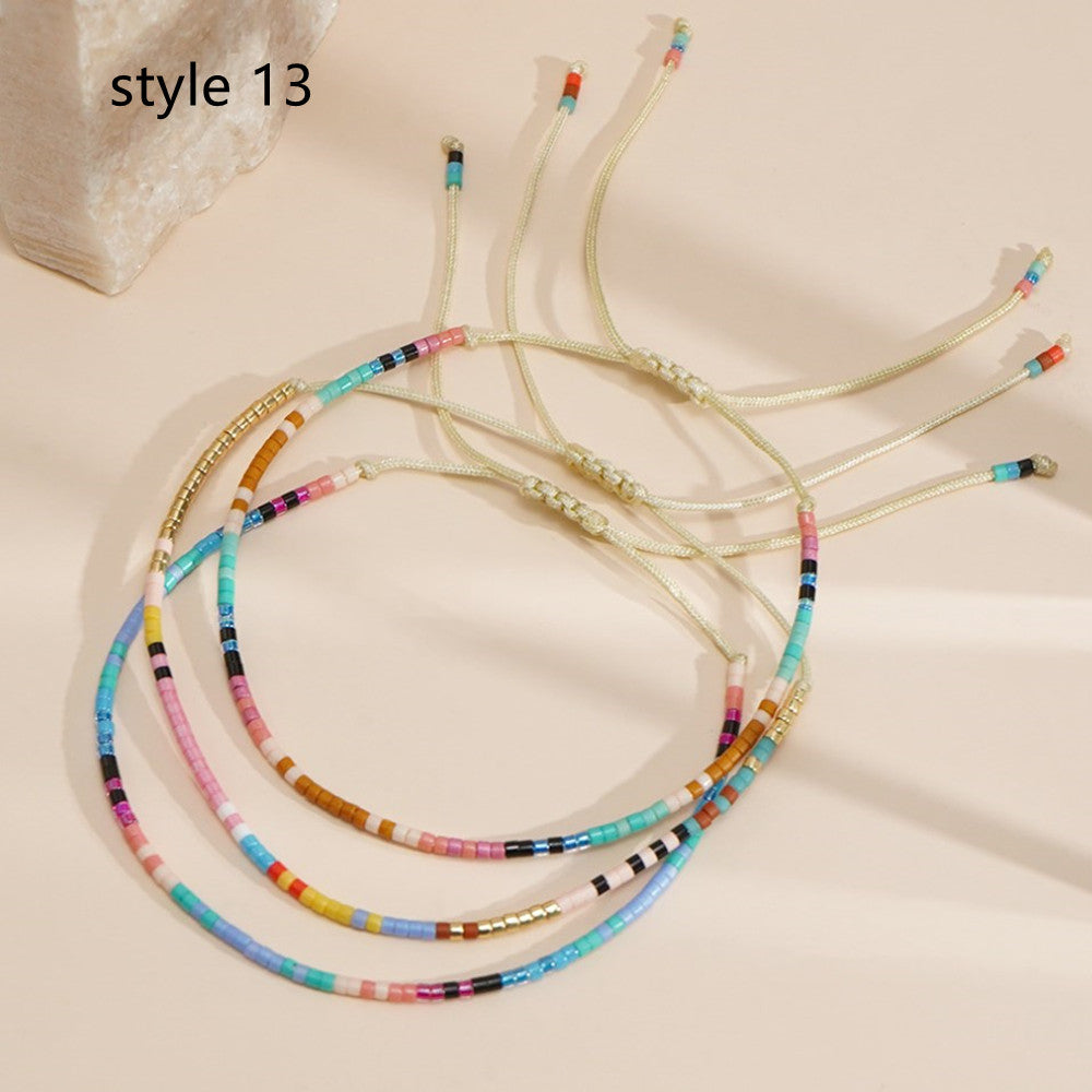 3 Pcs/Set Bohemian Skinny Rainbow Miyuki Beads Bracelet, Friendship Bracelet, Handmade Boho Jewelry AL1127