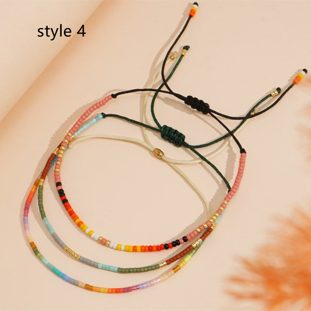 3 Pcs/Set Bohemian Skinny Rainbow Miyuki Beads Bracelet, Friendship Bracelet, Handmade Boho Jewelry AL1127