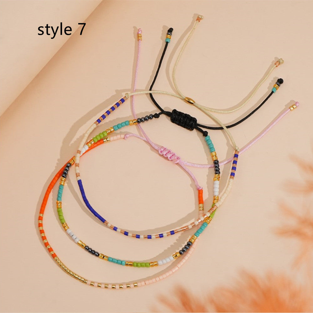 3 Pcs/Set Bohemian Skinny Rainbow Miyuki Beads Bracelet, Friendship Bracelet, Handmade Boho Jewelry AL1127