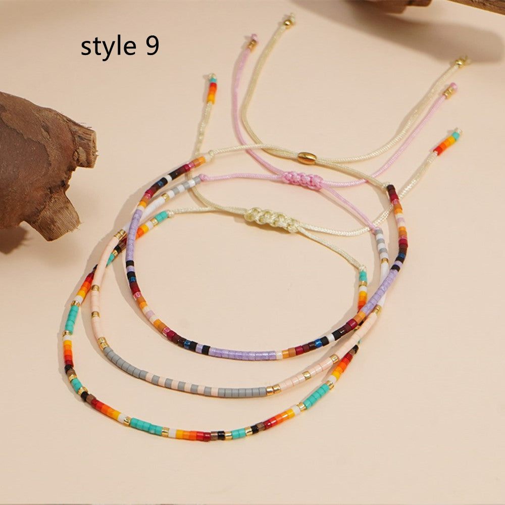 3 Pcs/Set Bohemian Skinny Rainbow Miyuki Beads Bracelet, Friendship Bracelet, Handmade Boho Jewelry AL1127