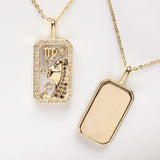 16" Gold Plated CZ Micro Pave Zodiac Pendant Necklace Zircon Necklace, 12 Constellation Necklace AL1136