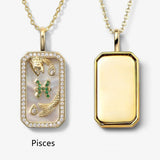 16" Gold Plated CZ Micro Pave Zodiac Pendant Necklace Zircon Necklace, 12 Constellation Necklace AL1136