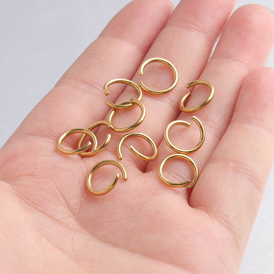 100 pcs of Stainless Steel Gold Plated Open Jump Rings, Loops, Connector Rings, DIY Jewelry Findings AL1138