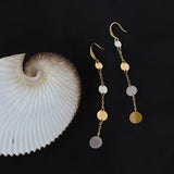 Stainless Steel Gold Silver Coin Long Tassel Dangle Earrings, Round Slice Chain Earrings AL1141