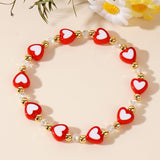 Lovely Red & Pink Crystal Heart Gold Beads Bracelet, Handmade Beaded Bracelet AL1145