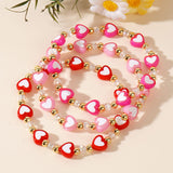 Lovely Red & Pink Crystal Heart Gold Beads Bracelet, Handmade Beaded Bracelet AL1145