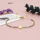 Bohemian Skinny Gold Cross & Miyuki Beaded Bracelet, Friendship Bracelet, Handmade Boho Jewelry AL1152