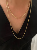 42" Long Stainless Steel Gold Snake Chain Necklace, Double Layer Sweater Chain Necklace High Sense Women's Long Necklace AL1153