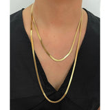 42" Long Stainless Steel Gold Snake Chain Necklace, Double Layer Sweater Chain Necklace High Sense Women's Long Necklace AL1153