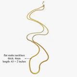 42" Long Stainless Steel Gold Snake Chain Necklace, Double Layer Sweater Chain Necklace High Sense Women's Long Necklace AL1153