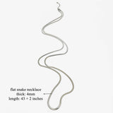 42" Long Stainless Steel Gold Snake Chain Necklace, Double Layer Sweater Chain Necklace High Sense Women's Long Necklace AL1153