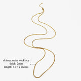 42" Long Stainless Steel Gold Snake Chain Necklace, Double Layer Sweater Chain Necklace High Sense Women's Long Necklace AL1153