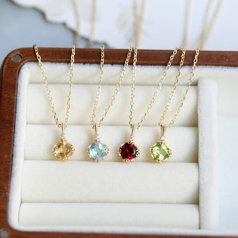 Dainty 925 Sterling Silver Natural Stones Necklace in Gold, Peridot Garnet Citrine Jewelry AL1155