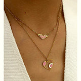 Cute Oil Drip Pink Heart Necklace, Stainless Steel Jewelry, Fashion Women's Necklace AL1156