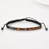 Natural Stone Tiger's Eye Hematite Beads Morse Code Bracelet, Code "I LOVE YOU", Handmade Men Father Son Bracelet AL1158