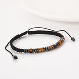 Natural Stone Tiger's Eye Hematite Beads Morse Code Bracelet, Code "I LOVE YOU", Handmade Men Father Son Bracelet AL1158