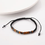 Natural Stone Tiger's Eye Hematite Beads Morse Code Bracelet, Code "I LOVE YOU", Handmade Men Father Son Bracelet AL1158