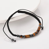 Natural Stone Tiger's Eye Hematite Beads Morse Code Bracelet, Code "I LOVE YOU", Handmade Men Father Son Bracelet AL1158