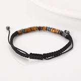 Natural Stone Tiger's Eye Hematite Beads Morse Code Bracelet, Code "I LOVE YOU", Handmade Men Father Son Bracelet AL1158