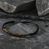 Natural Stone Tiger's Eye Hematite Beads Morse Code Bracelet, Code "I LOVE YOU", Handmade Men Father Son Bracelet AL1158