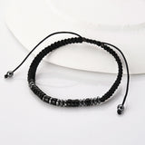 "I LOVE YOU" Natural Stone Morse Code Bracelet, Black Obsidian Hematite Beads, Handmade Men Father Son Bracelet AL1159