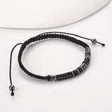 "I LOVE YOU" Natural Stone Morse Code Bracelet, Black Obsidian Hematite Beads, Handmade Men Father Son Bracelet AL1159