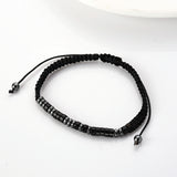 "I LOVE YOU" Natural Stone Morse Code Bracelet, Black Obsidian Hematite Beads, Handmade Men Father Son Bracelet AL1159