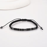 "I LOVE YOU" Natural Stone Morse Code Bracelet, Black Obsidian Hematite Beads, Handmade Men Father Son Bracelet AL1159