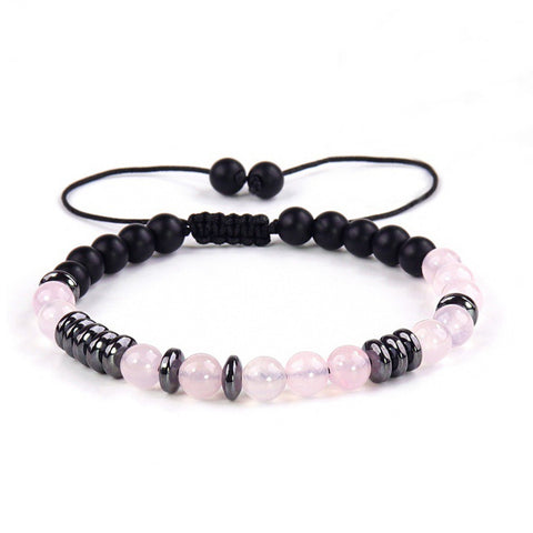 "I LOVE YOU" Morse Code Bracelet, Rose Quartz Hematite Beads, Handmade Boho Bracelet AL1160