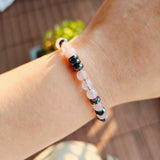 "I LOVE YOU" Morse Code Bracelet, Rose Quartz Hematite Beads, Handmade Boho Bracelet AL1160