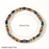 Multi Natural Stones Heishi Beads Stretch Bracelet, Picture Stone Hematite Beads Men's Bracelet Handmade Jewelry AL1164