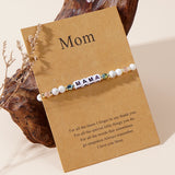 Bohemian "MAMA" Letter Bracelet With Gift Card For Mom, White Howlite Turquoise Beads Bracelet, Handmade Jewelry AL1166