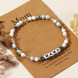 Bohemian "MAMA" Letter Bracelet With Gift Card For Mom, White Howlite Turquoise Beads Bracelet, Handmade Jewelry AL1166