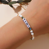 Bohemian "MAMA" Letter Bracelet With Gift Card For Mom, White Howlite Turquoise Beads Bracelet, Handmade Jewelry AL1166