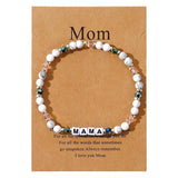 Bohemian "MAMA" Letter Bracelet With Gift Card For Mom, White Howlite Turquoise Beads Bracelet, Handmade Jewelry AL1166