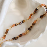 Bohemian Irregular Natural Stones Tiger's Eye Citrine Gold Beads Crystals Necklace Handmade Jewelry TAL1167