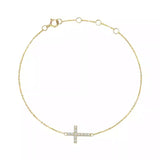 Dainty s925 Sterling Silver Zircon Cross Gold Chain Bracelet, CZ Cross Fashioin Lady Jewelry Bracelet AL1168