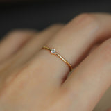 Minimalist s925 Sterling Silver Tiny Four-Claw Zircon Gold Ring, CZ Fashioin Women Jewelry Ring AL1169