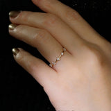 Dainty s925 Sterling Silver Five-Zircon Gold Band Ring, CZ Fashioin Women Jewelry Ring AL1170