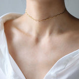 13" Wave Chain Gold Titanium Steel Choker Necklace, Instant Noodles Lace Bracelce AL1178